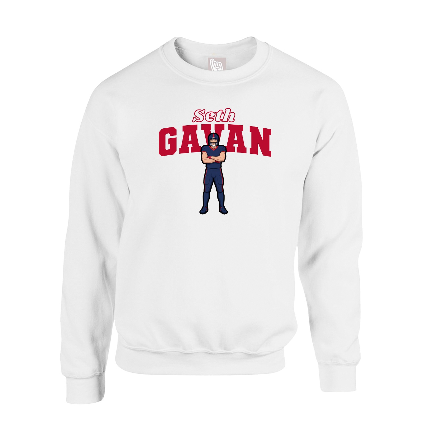 Fleece Crew — Name Arch in White