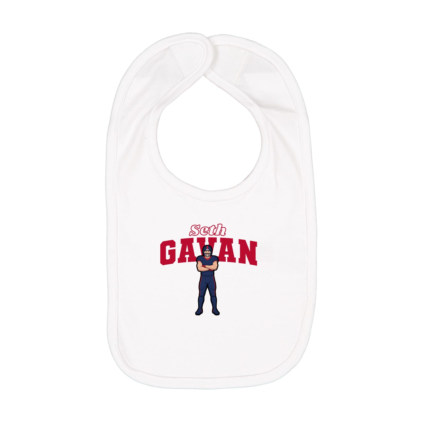 Infant Bib — Name Arch in White