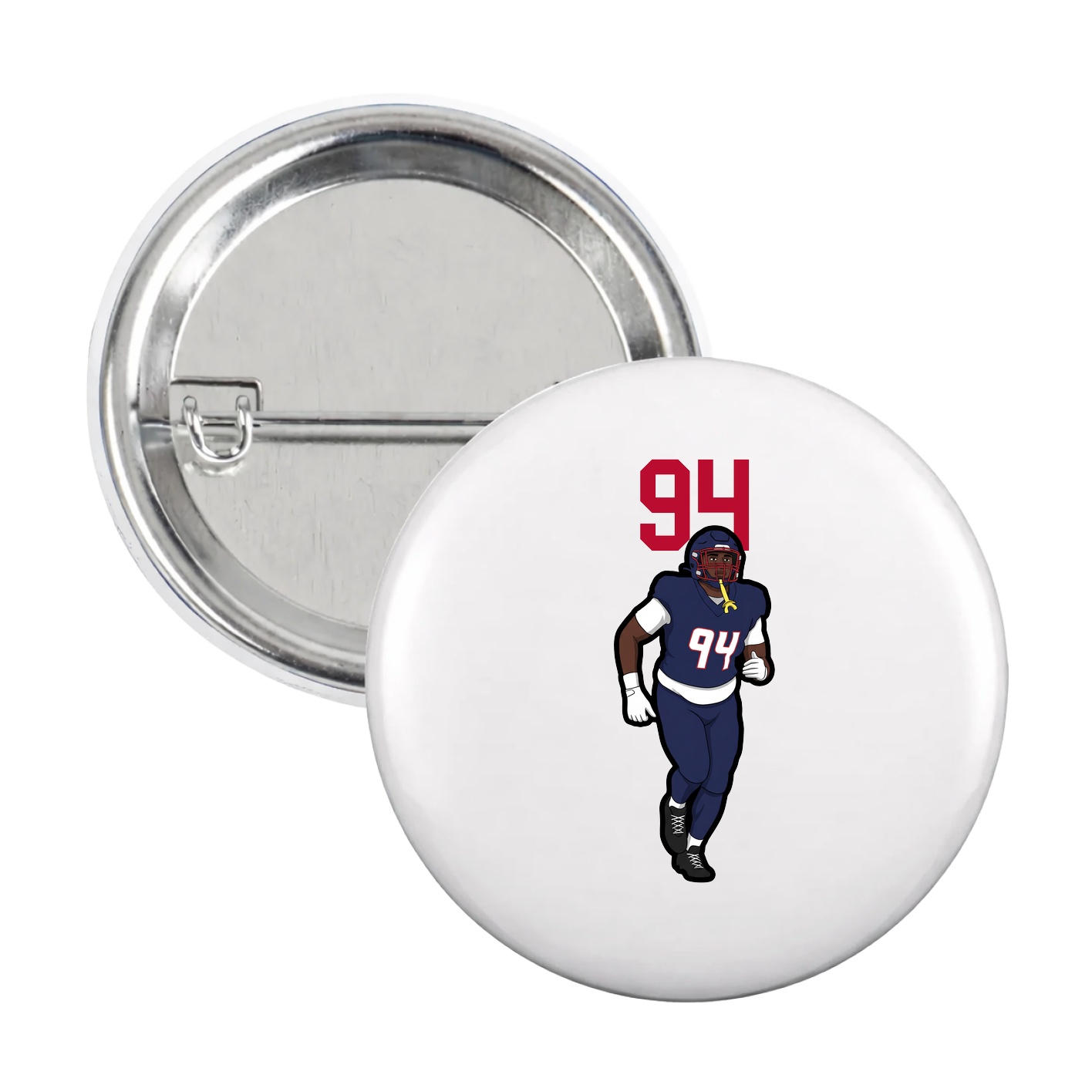 Game Day Button — Number Top in White