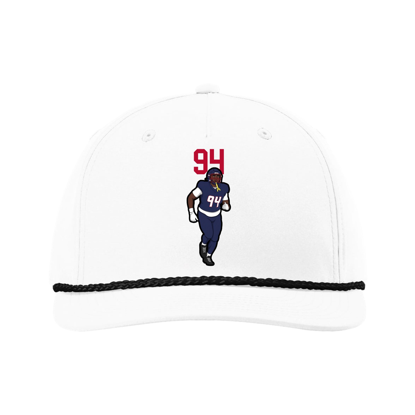 Five-Panel Classic Rope Cap — Number Top in White