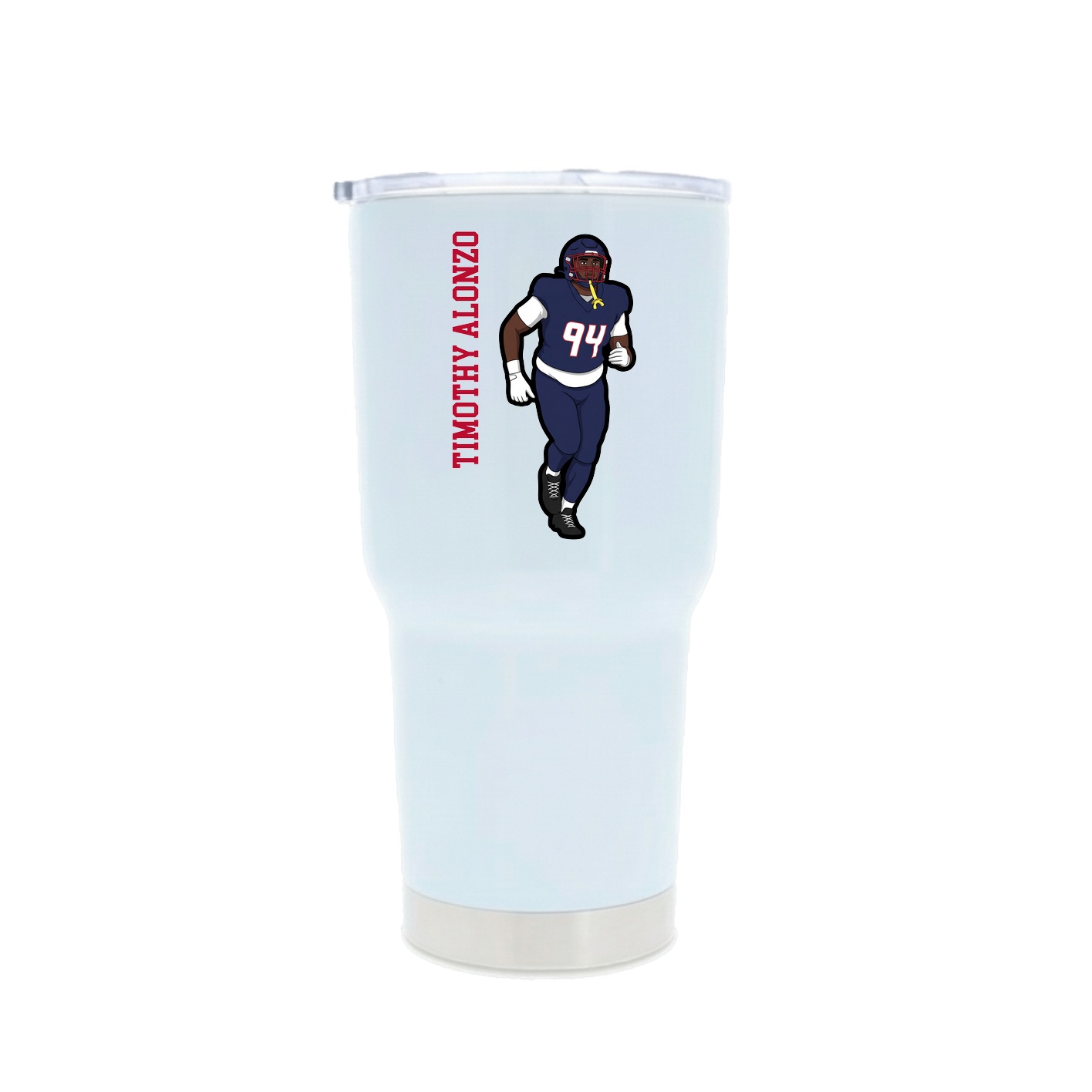 30oz Stainless Steel Tumbler — Name Vertical in White