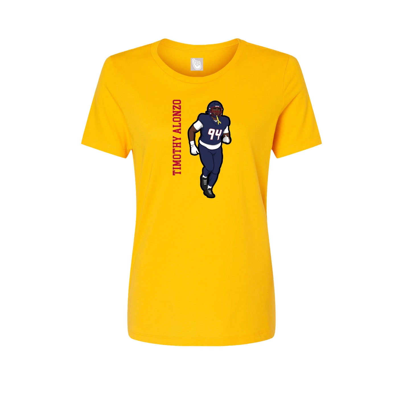 Fitted Women's Tee — Name Vertical in Gold
