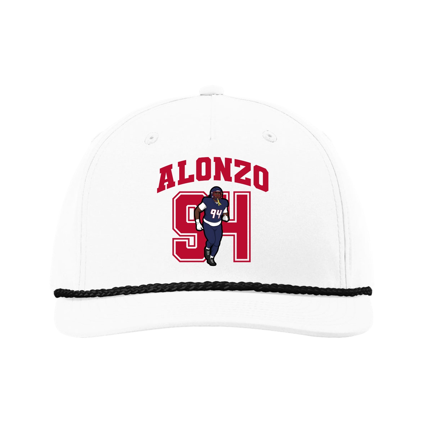 Five-Panel Classic Rope Cap — Number in White
