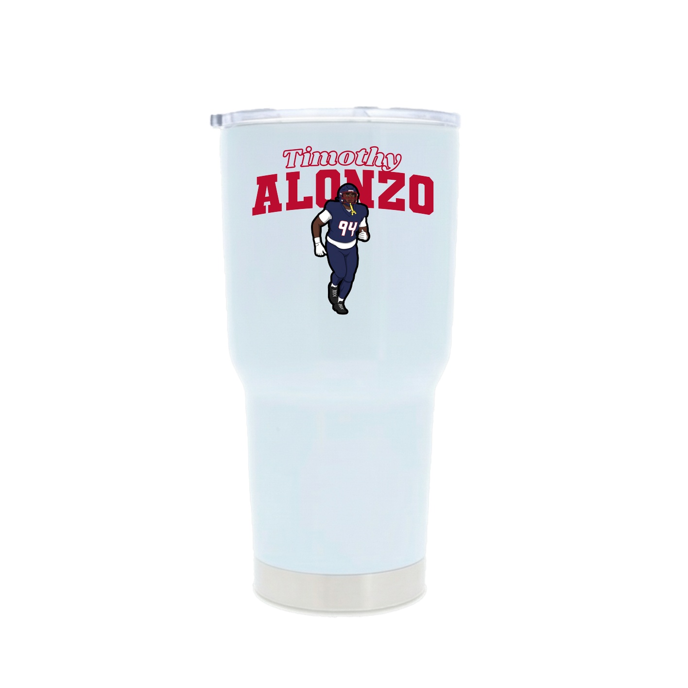 30oz Stainless Steel Tumbler — Name Arch in White