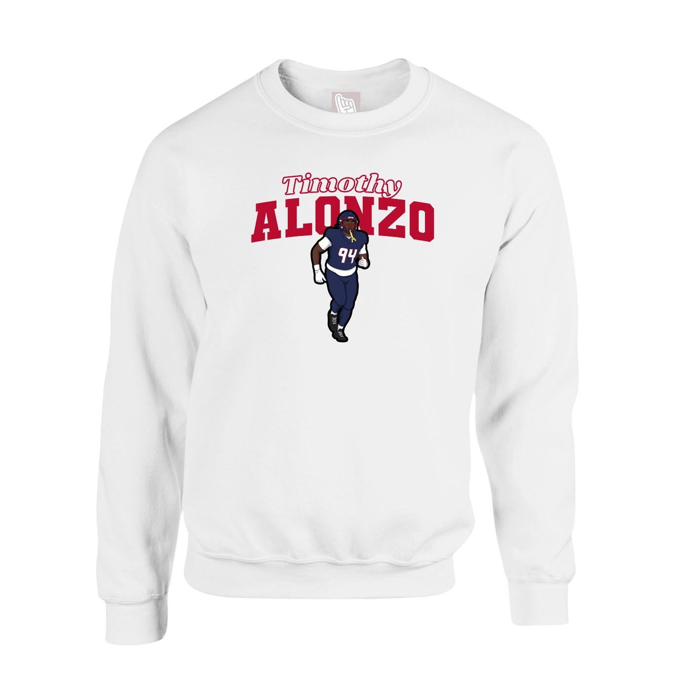 Fleece Crew — Name Arch in White