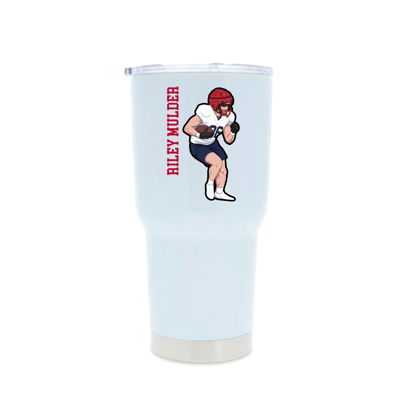 30oz Stainless Steel Tumbler — Name Vertical in White
