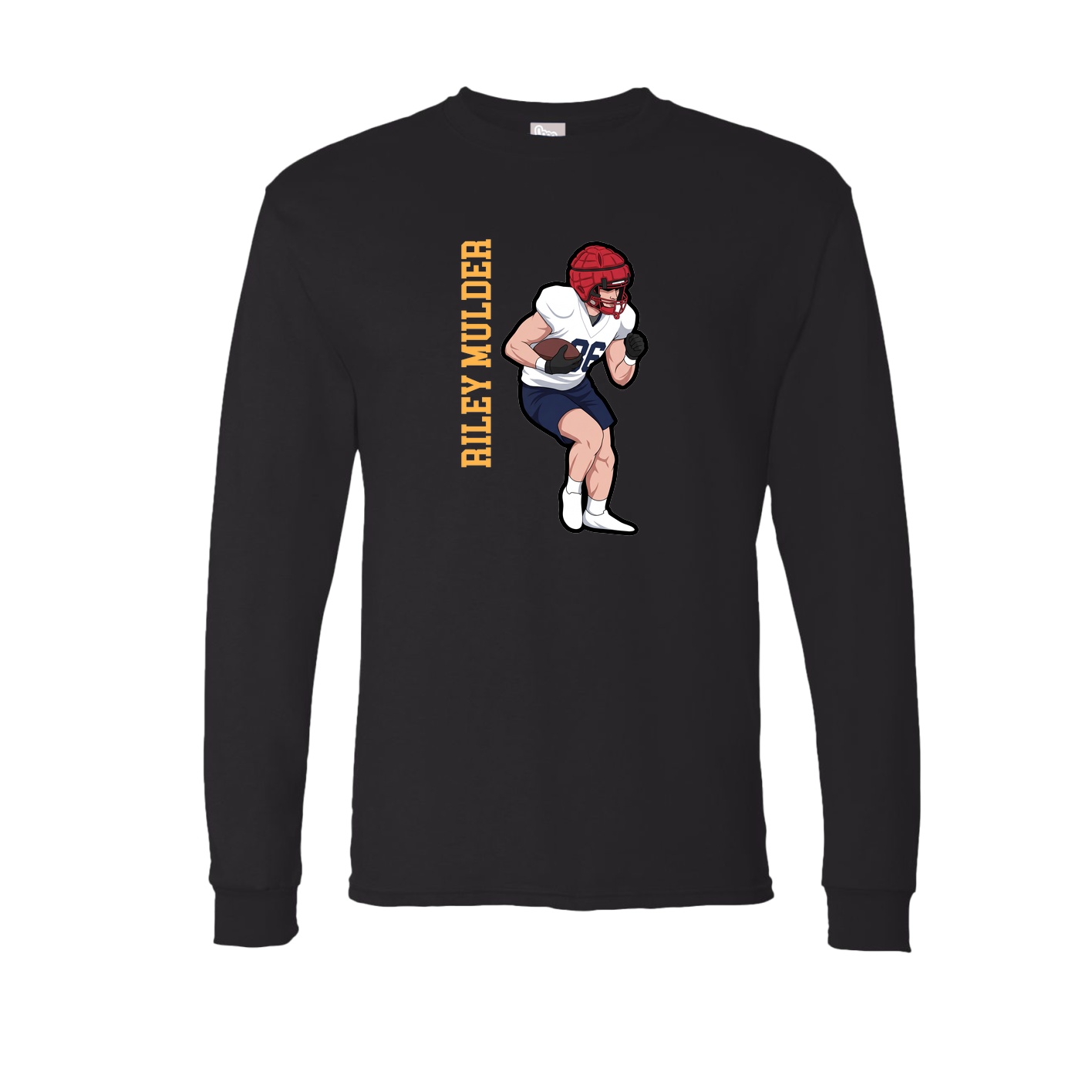 Long Sleeve Tee — Name Vertical in Black