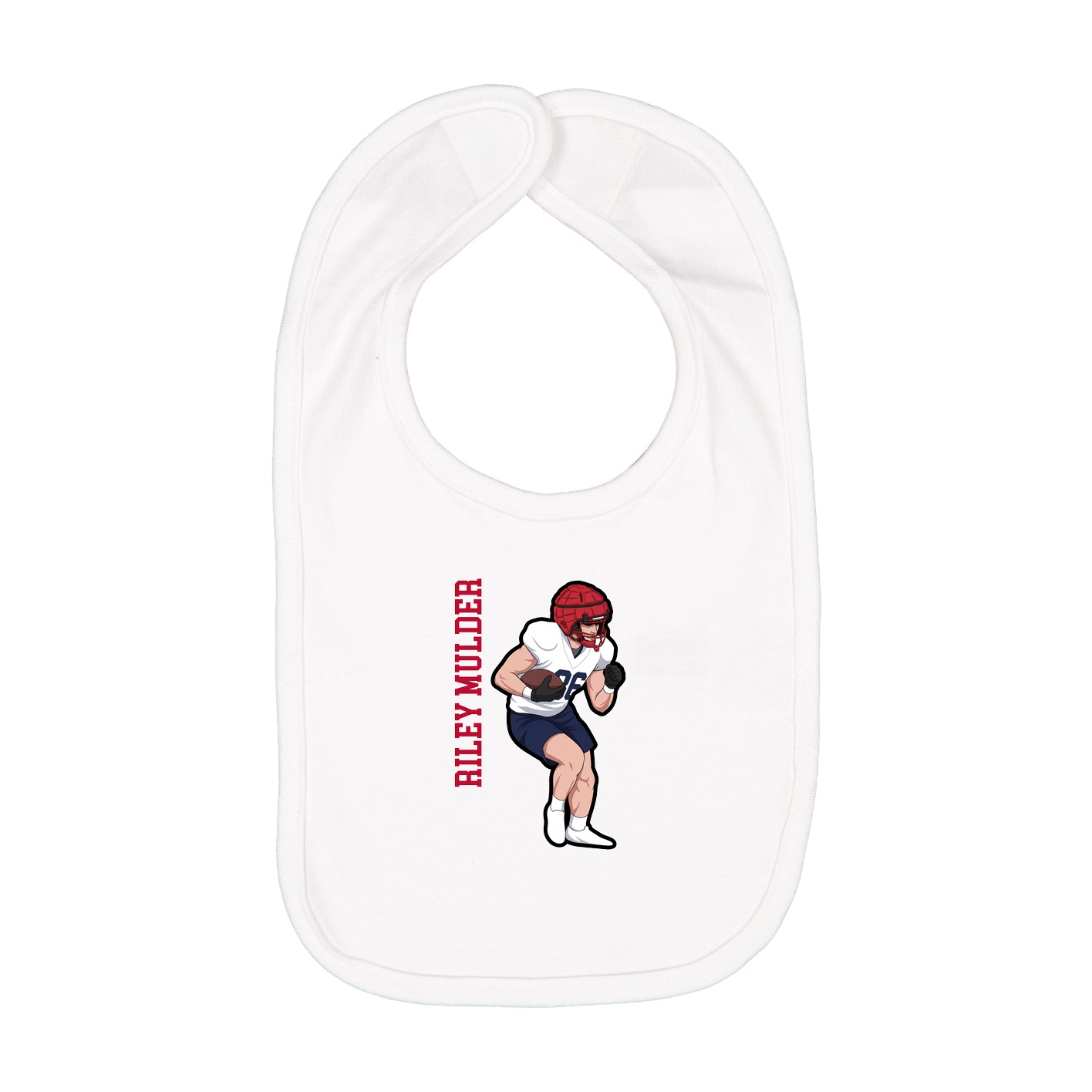 Infant Bib — Name Vertical in White