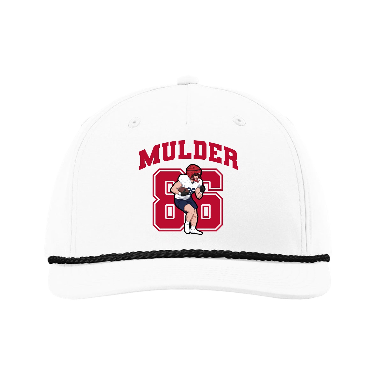 Five-Panel Classic Rope Cap — Number in White