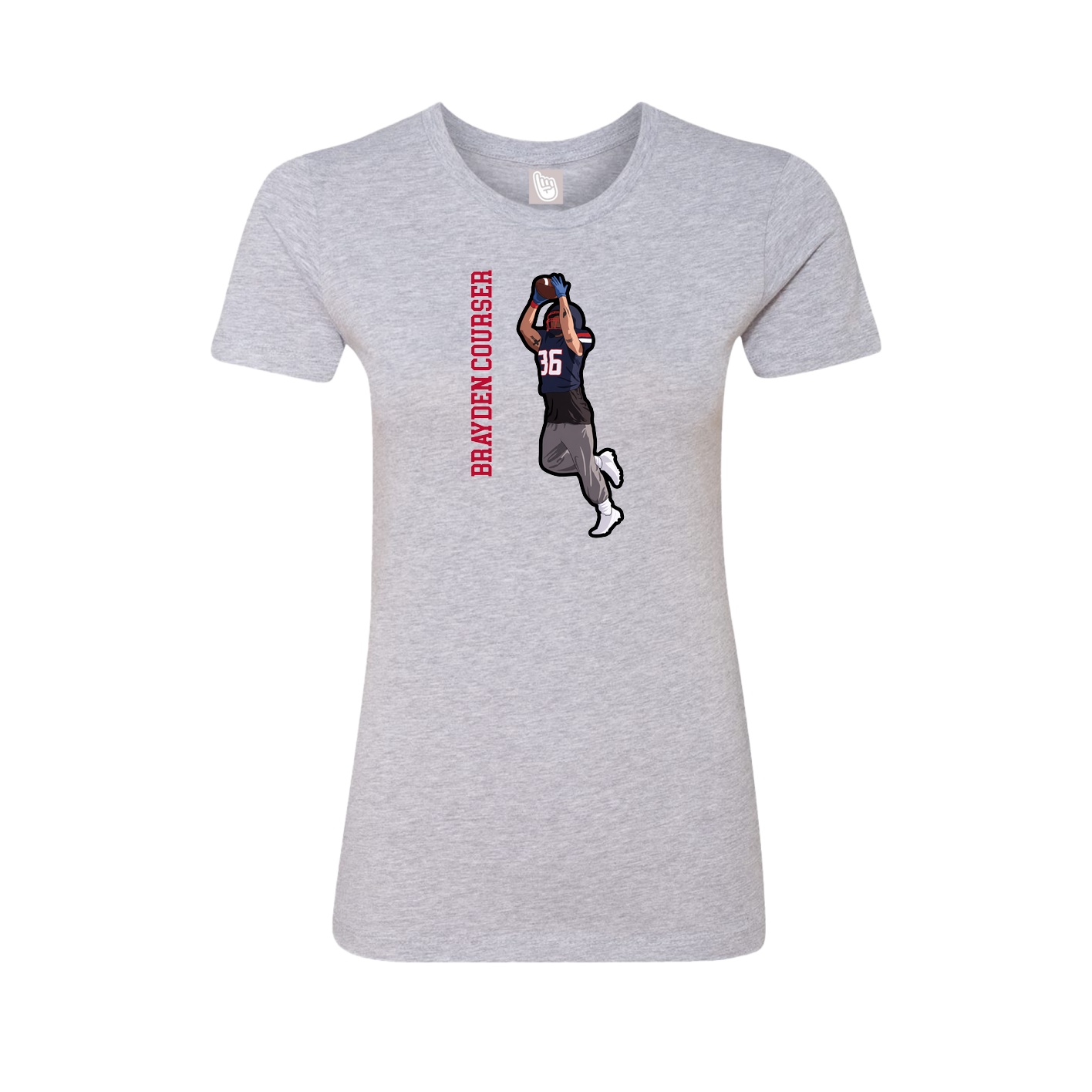 Fitted Women's Tee — Name Vertical in Grey
