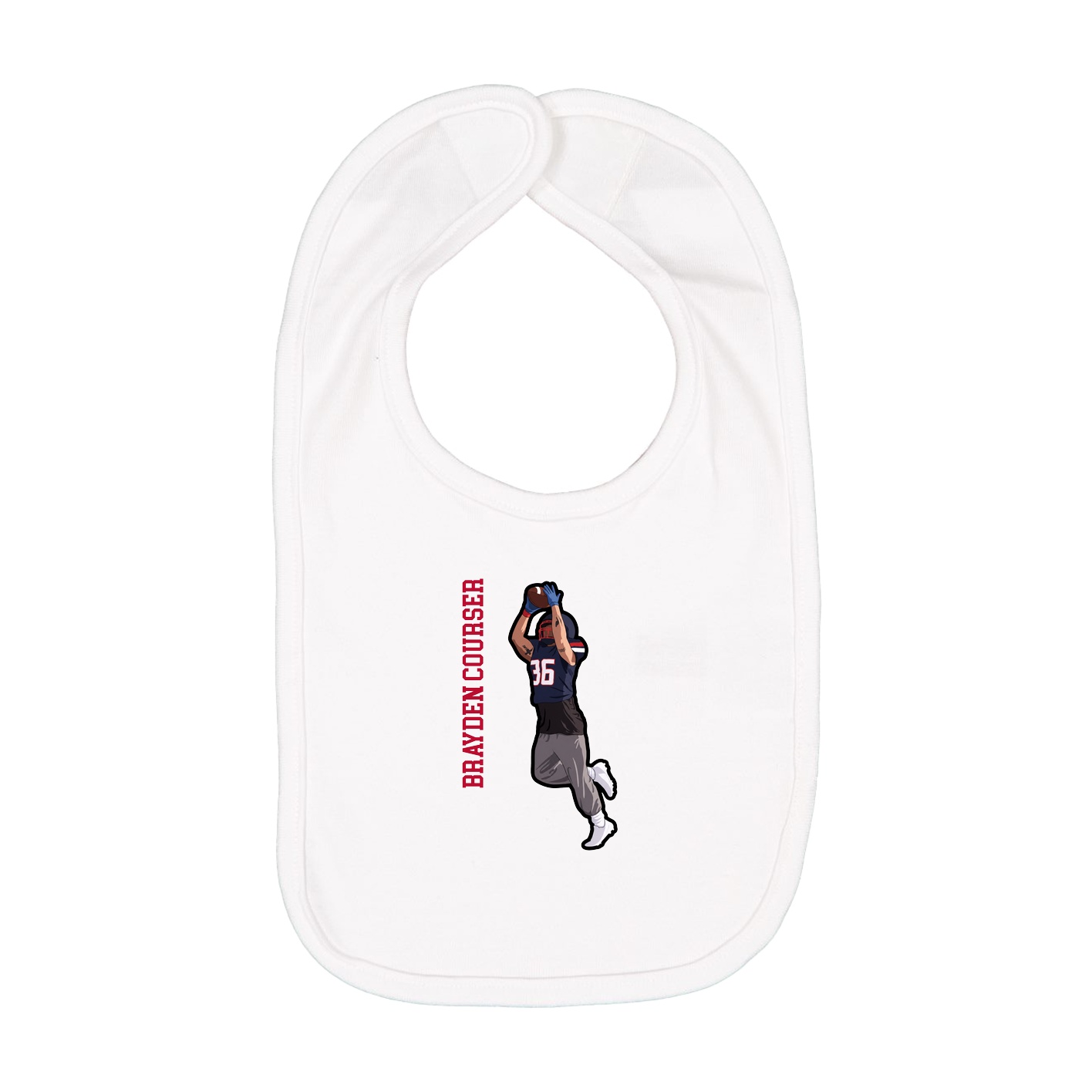 Infant Bib — Name Vertical in White