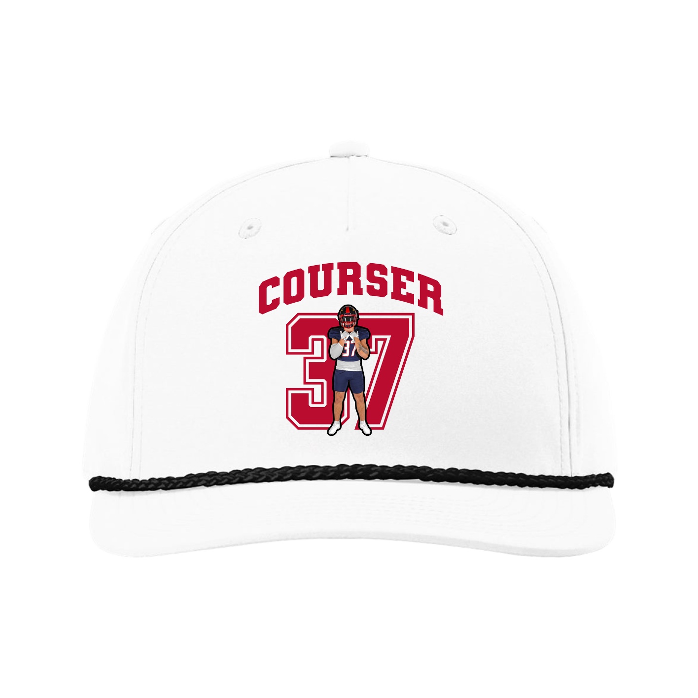Five-Panel Classic Rope Cap — Number in White