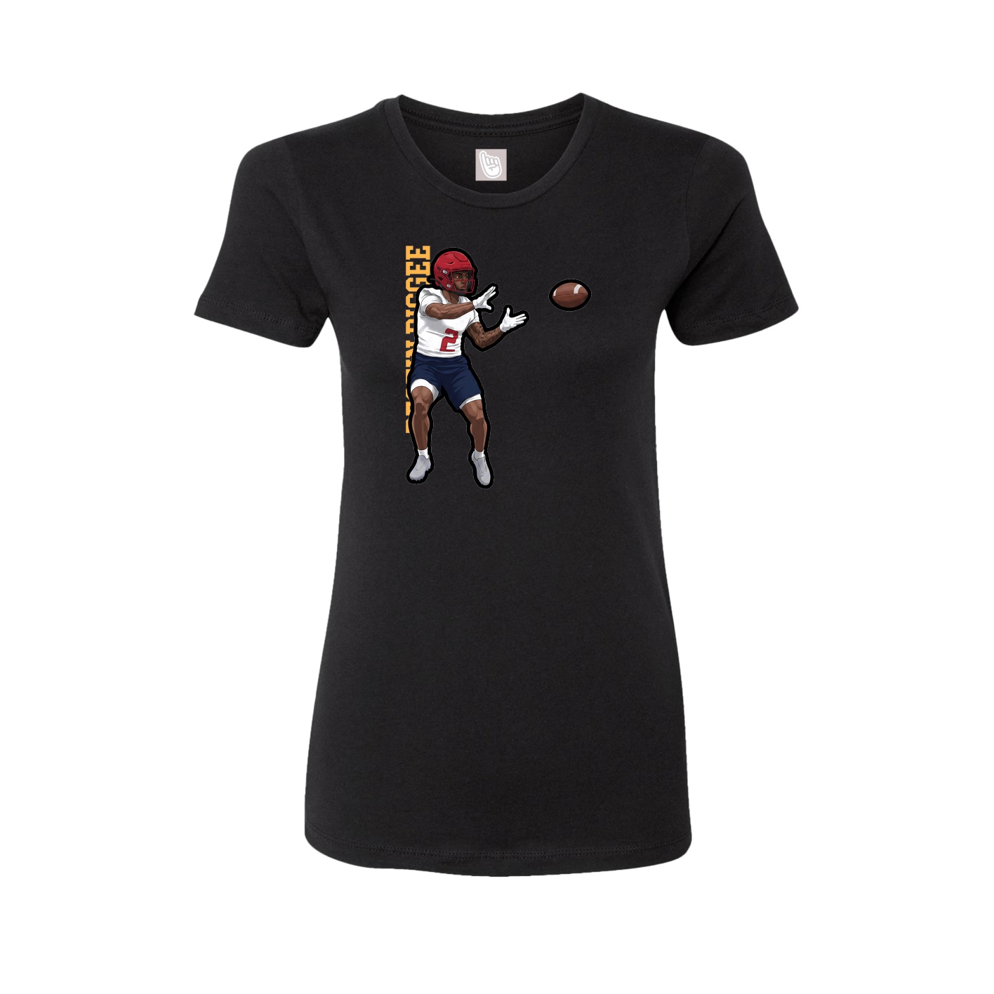 Fitted Women's Tee — Name Vertical in Black