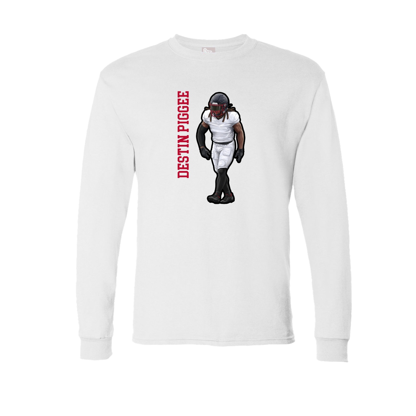 Long Sleeve Tee — Name Vertical in White