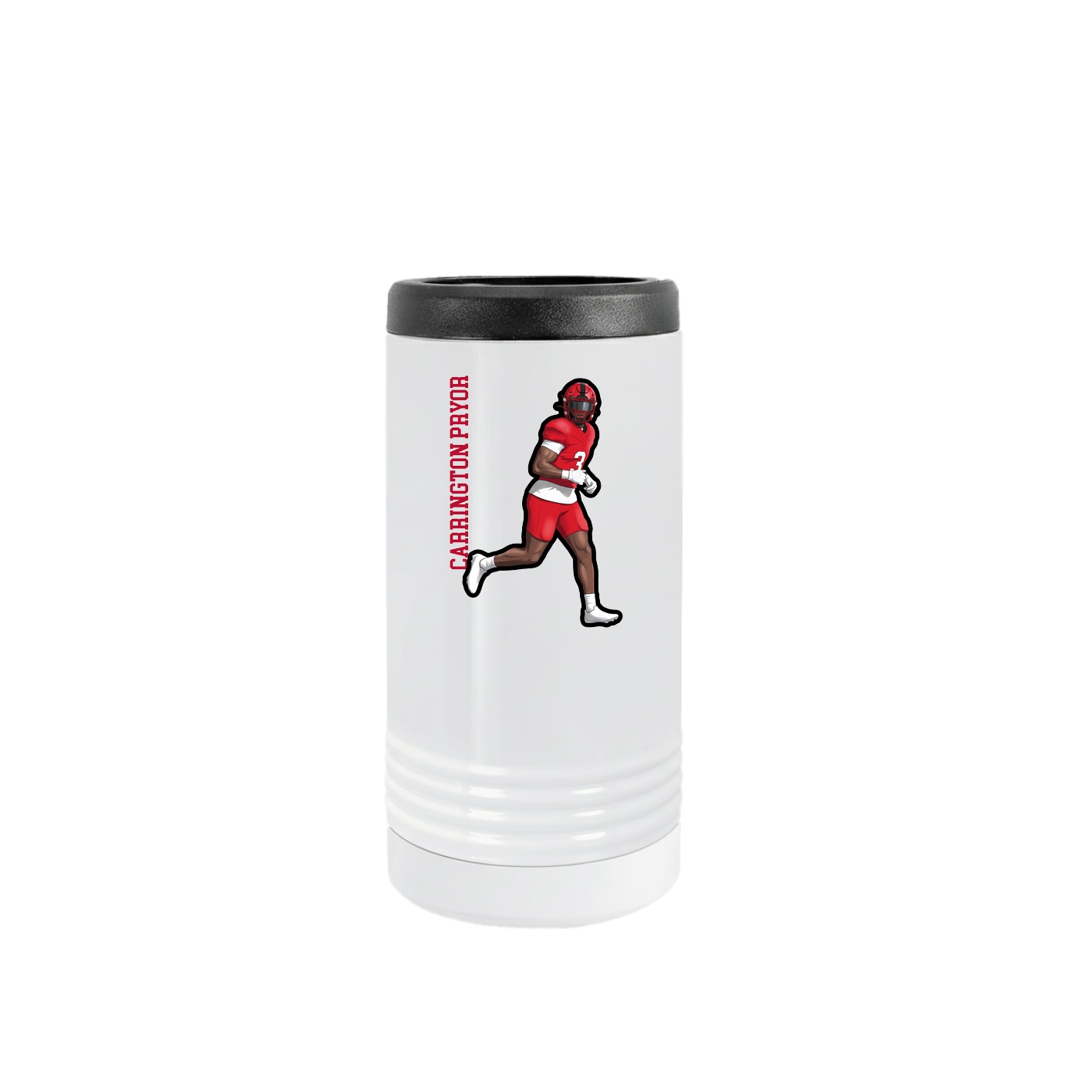 Slim Beverage Holder — Name Vertical in White