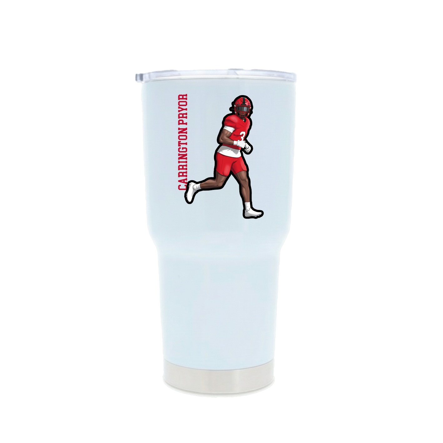 30oz Stainless Steel Tumbler — Name Vertical in White