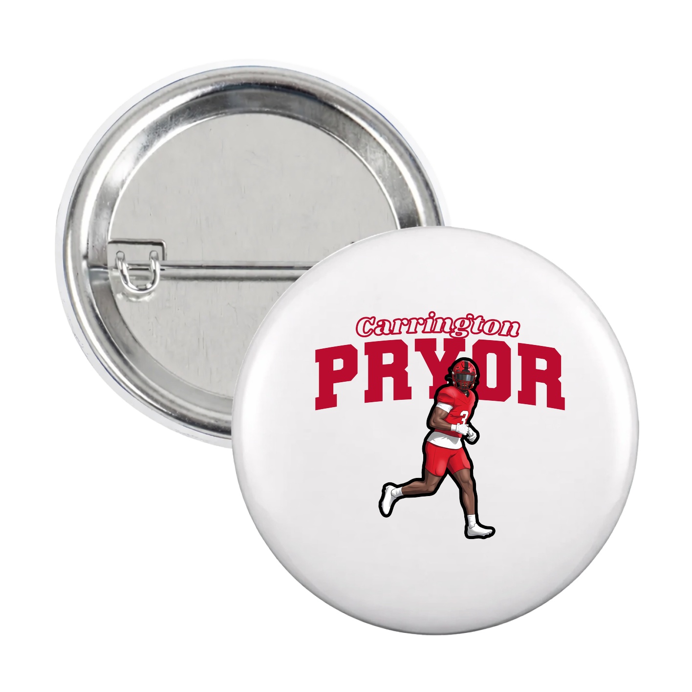 Game Day Button — Name Arch in White