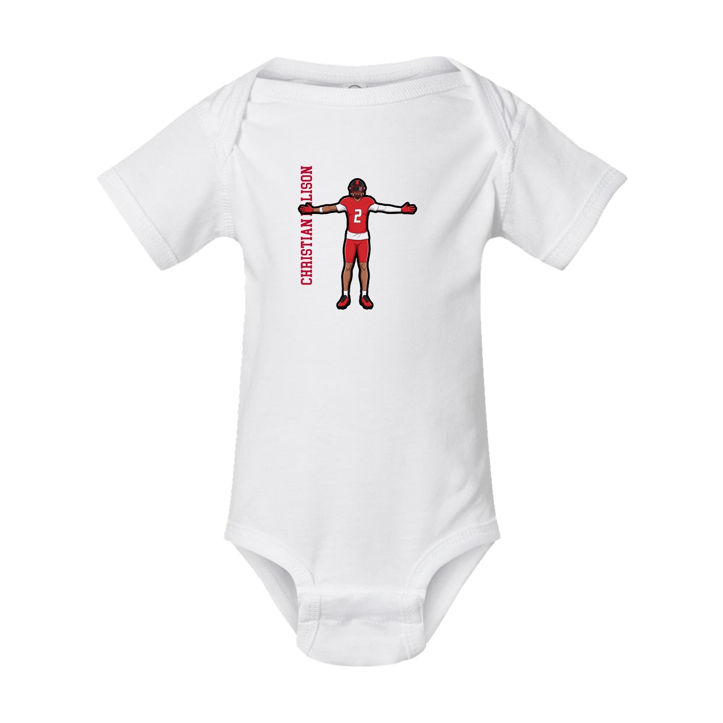 Baby Onesie — Name Vertical in White