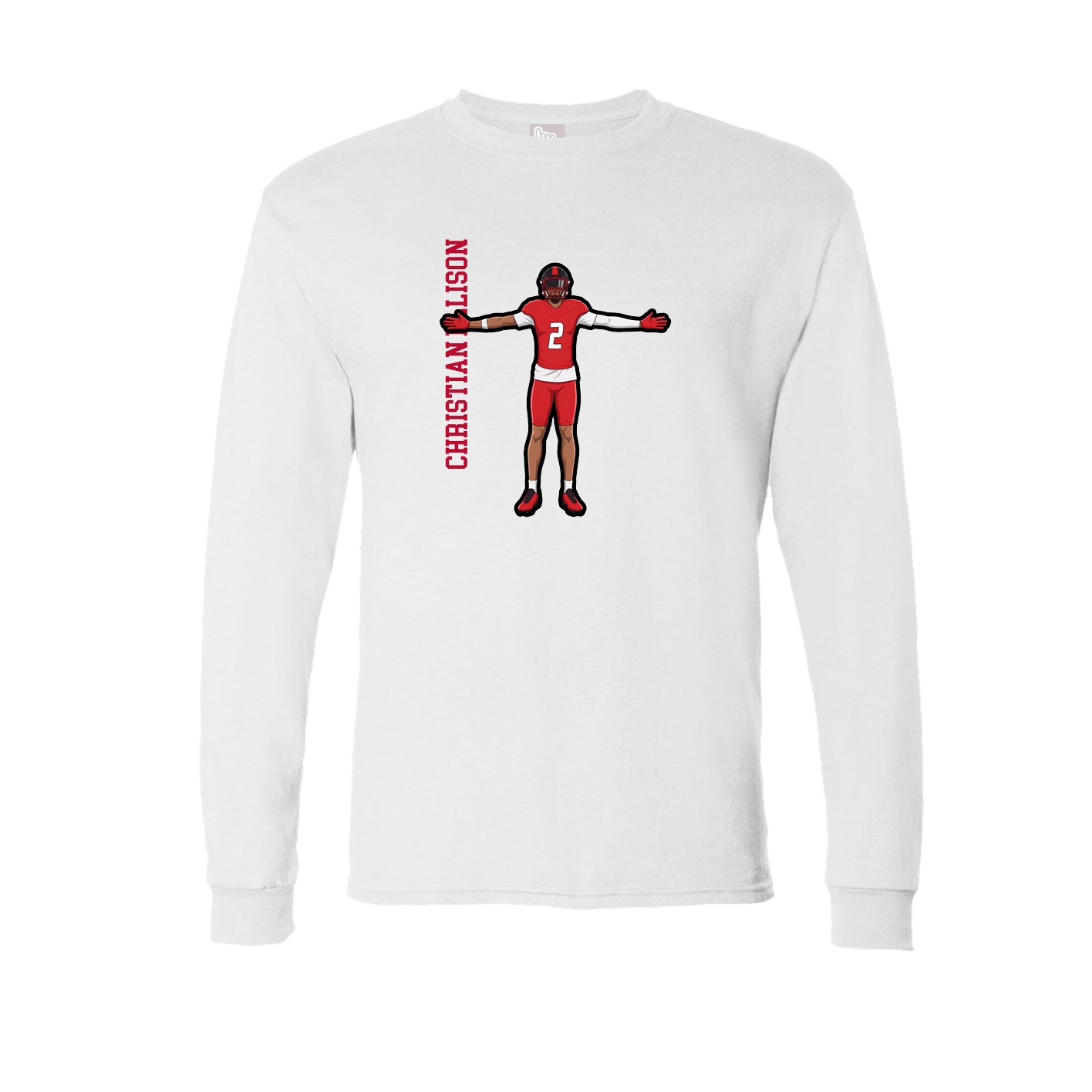 Long Sleeve Tee — Name Vertical in White