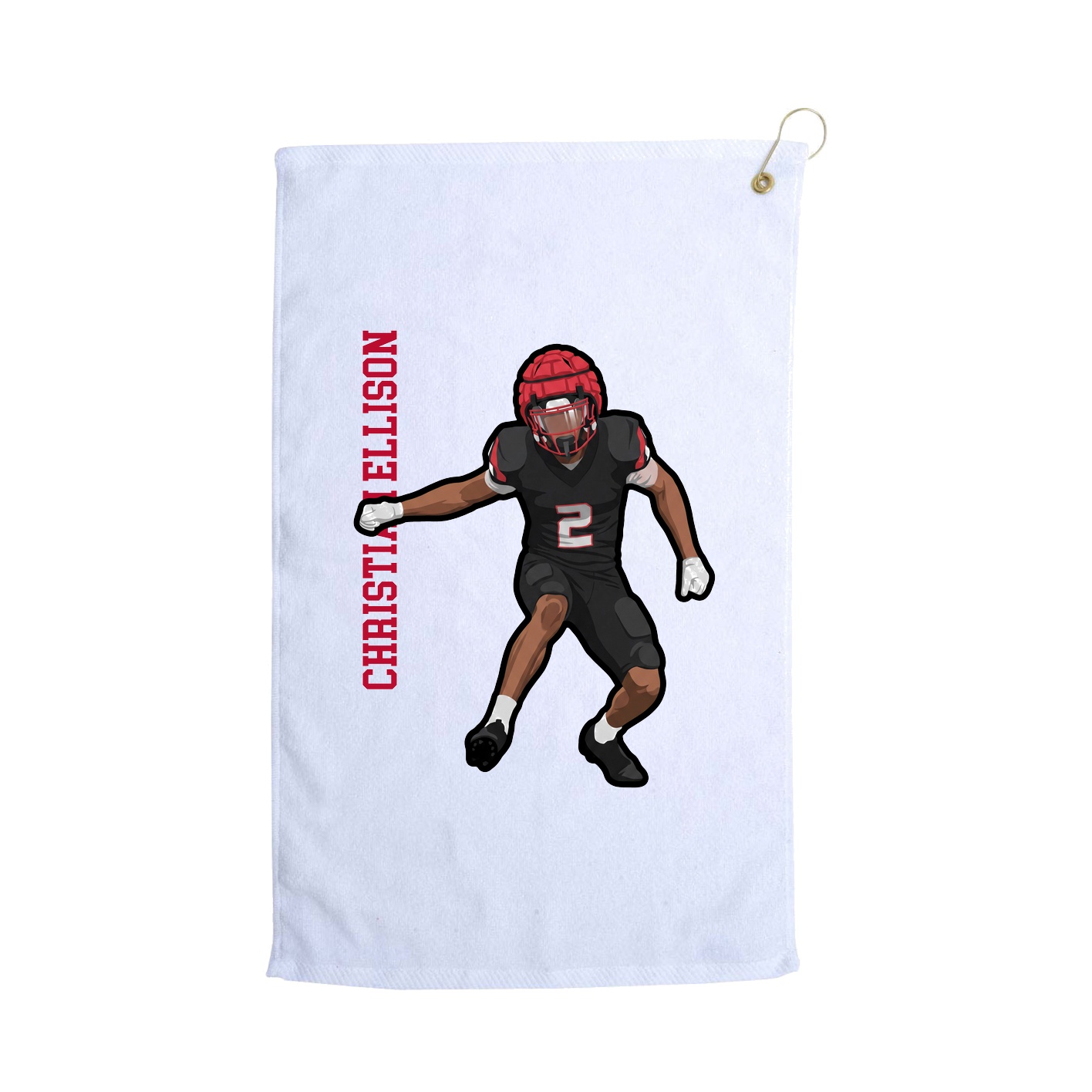 Golf Towel — Name Vertical in White