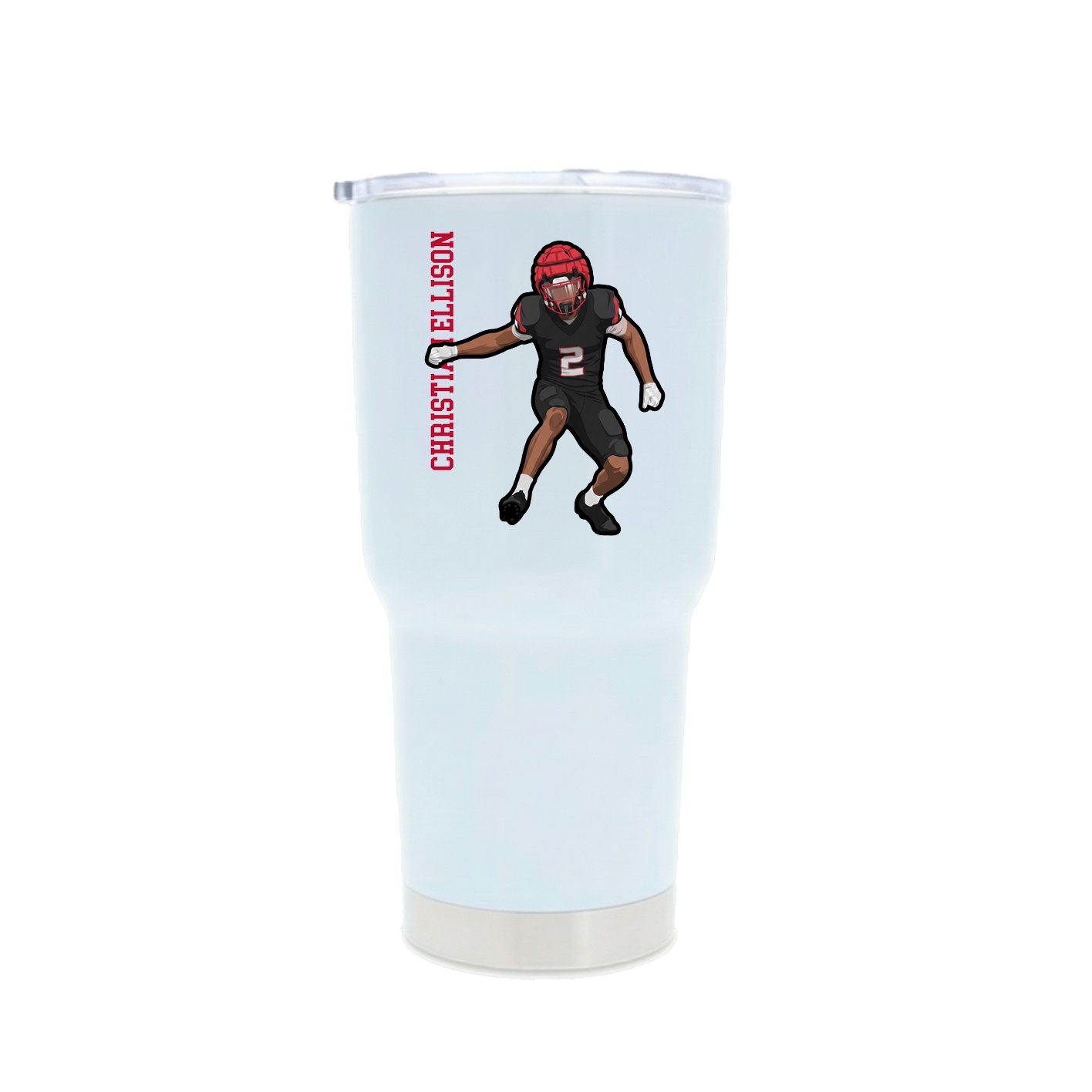 30oz Stainless Steel Tumbler — Name Vertical in White