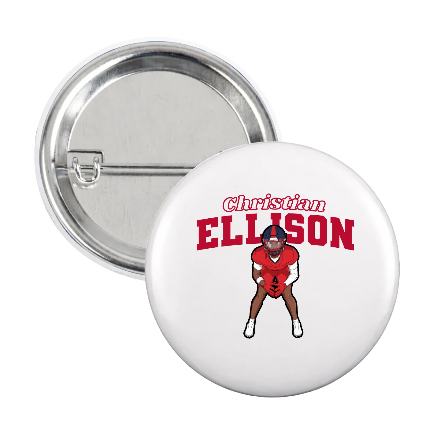 Game Day Button — Name Arch in White