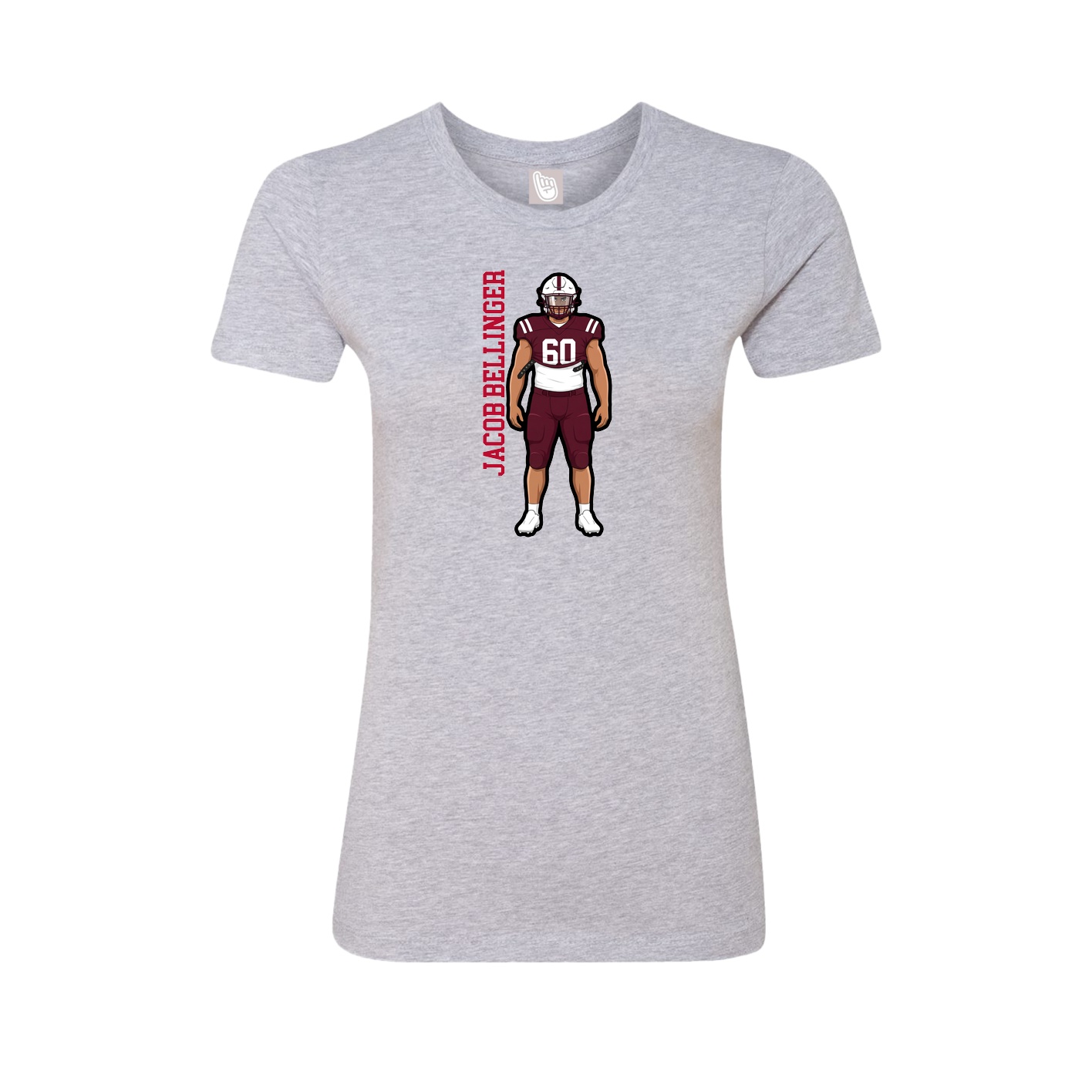 Fitted Women's Tee — Name Vertical in Grey