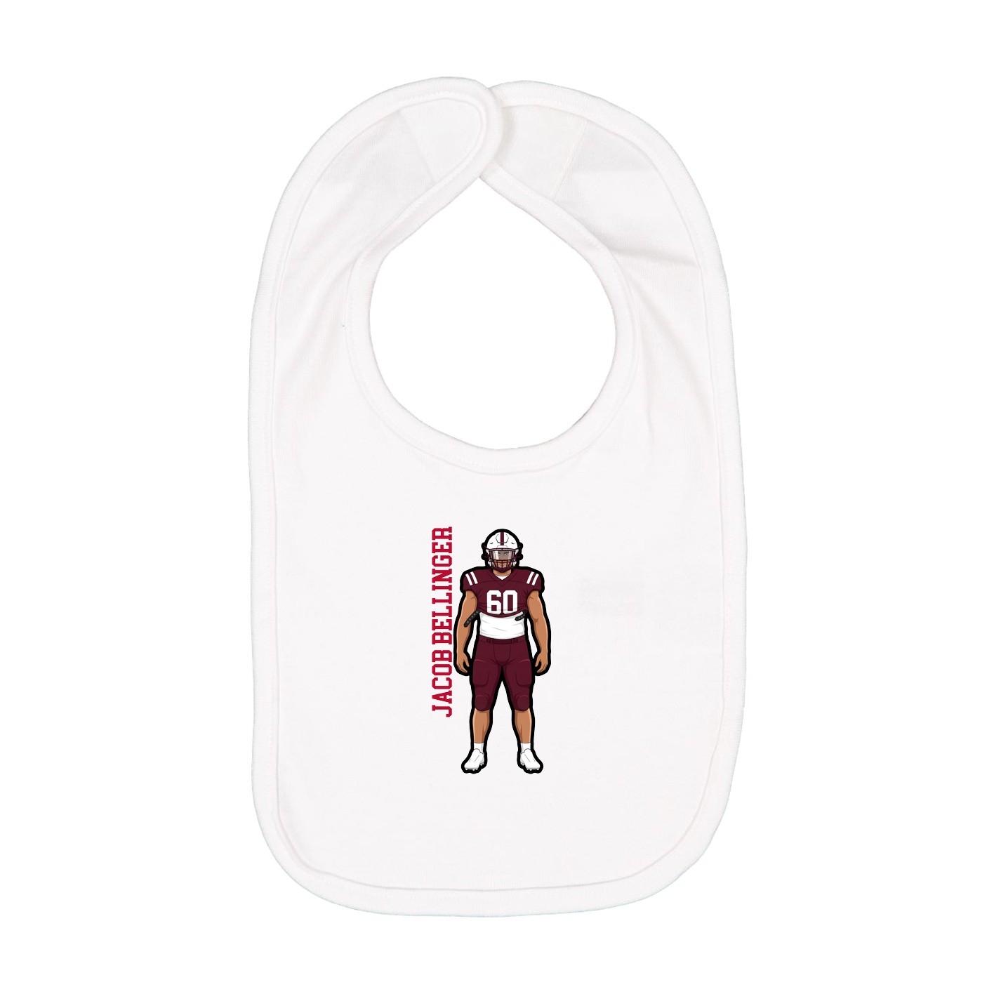 Infant Bib — Name Vertical in White