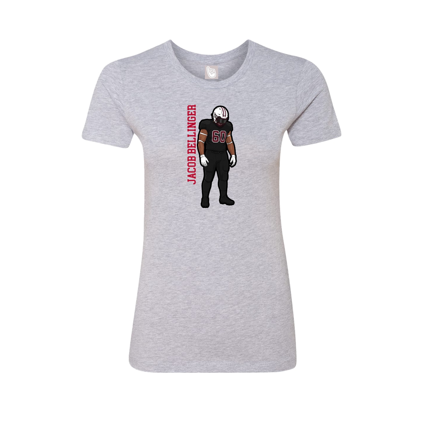Fitted Women's Tee — Name Vertical in Grey
