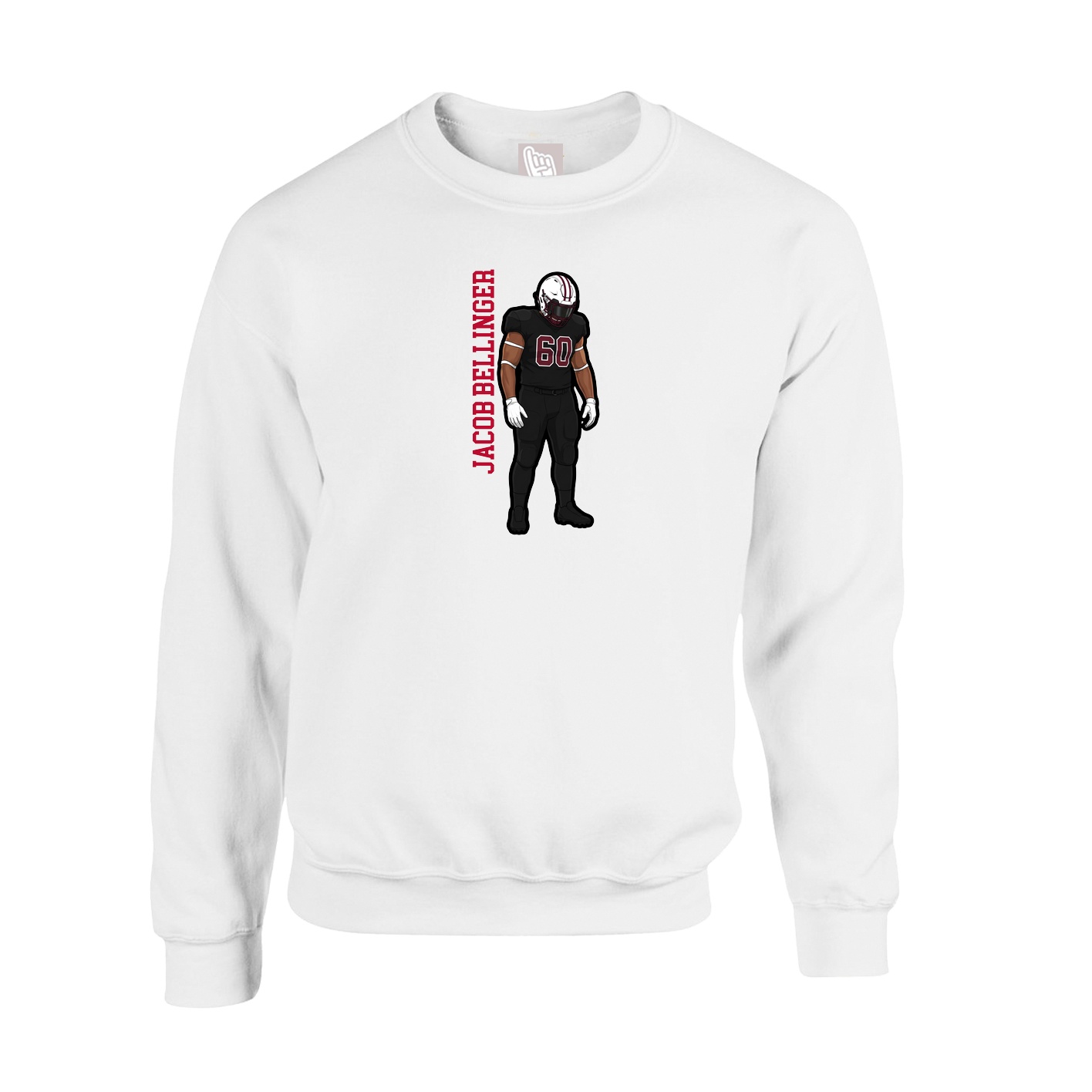 Fleece Crew — Name Vertical in White