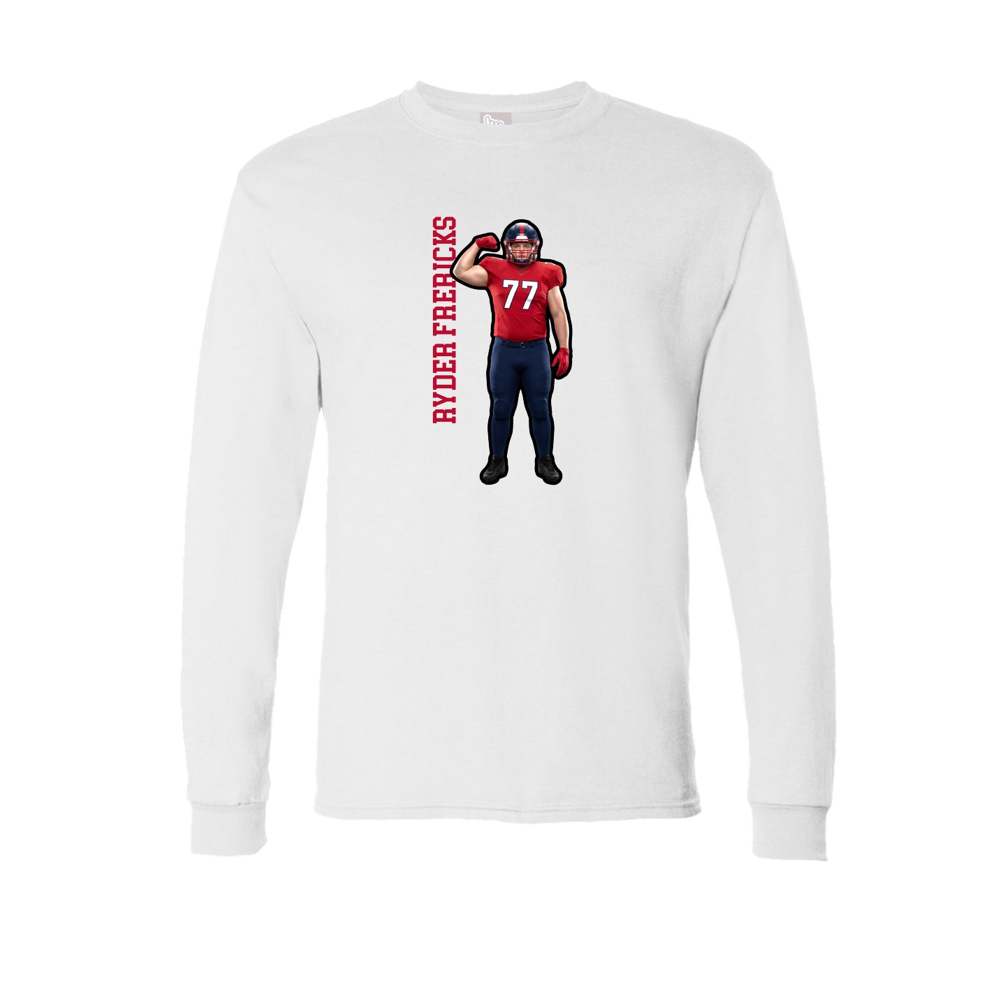 Long Sleeve Tee — Name Vertical in White