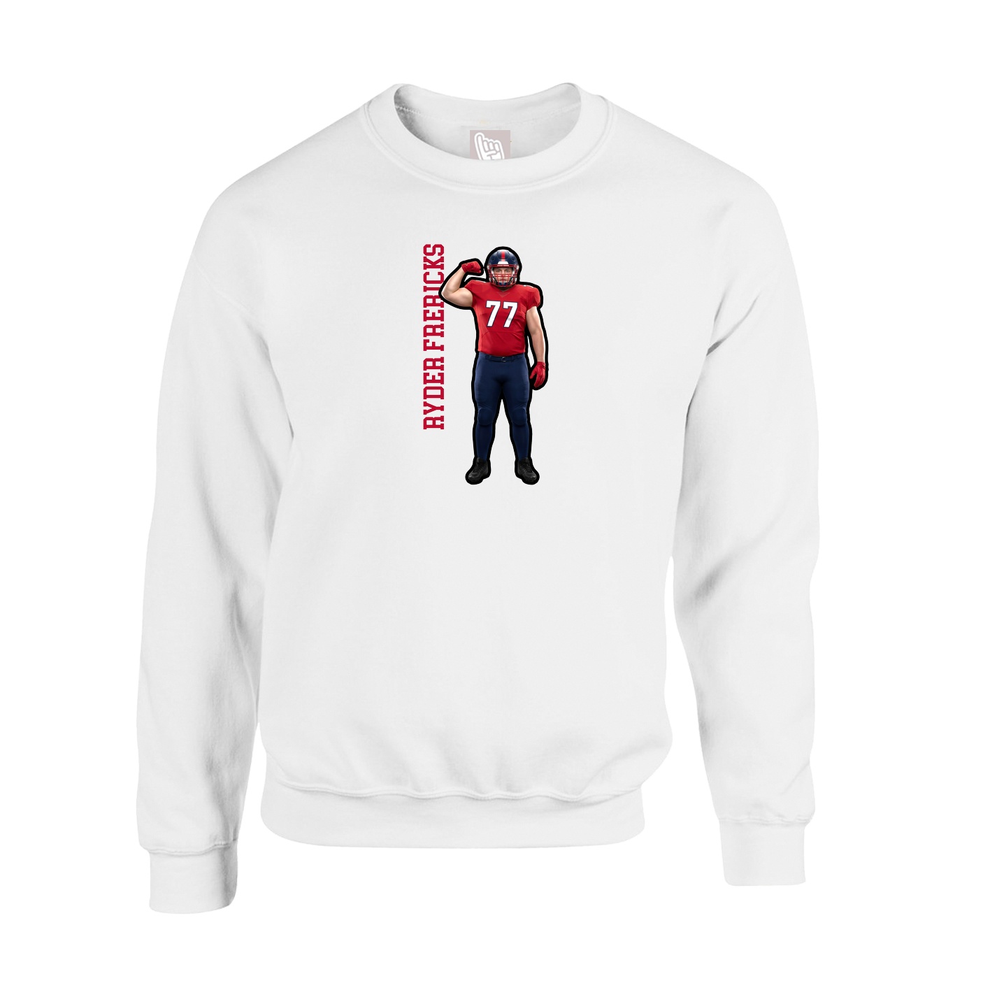 Fleece Crew — Name Vertical in White