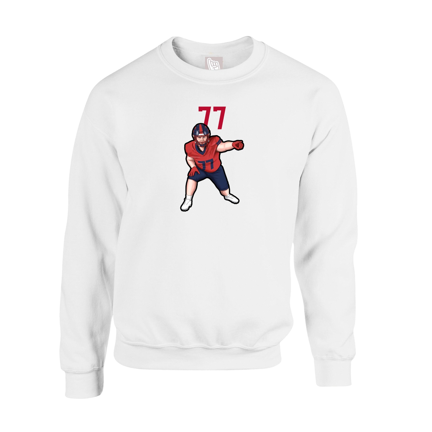 Fleece Crew — Number Top in White