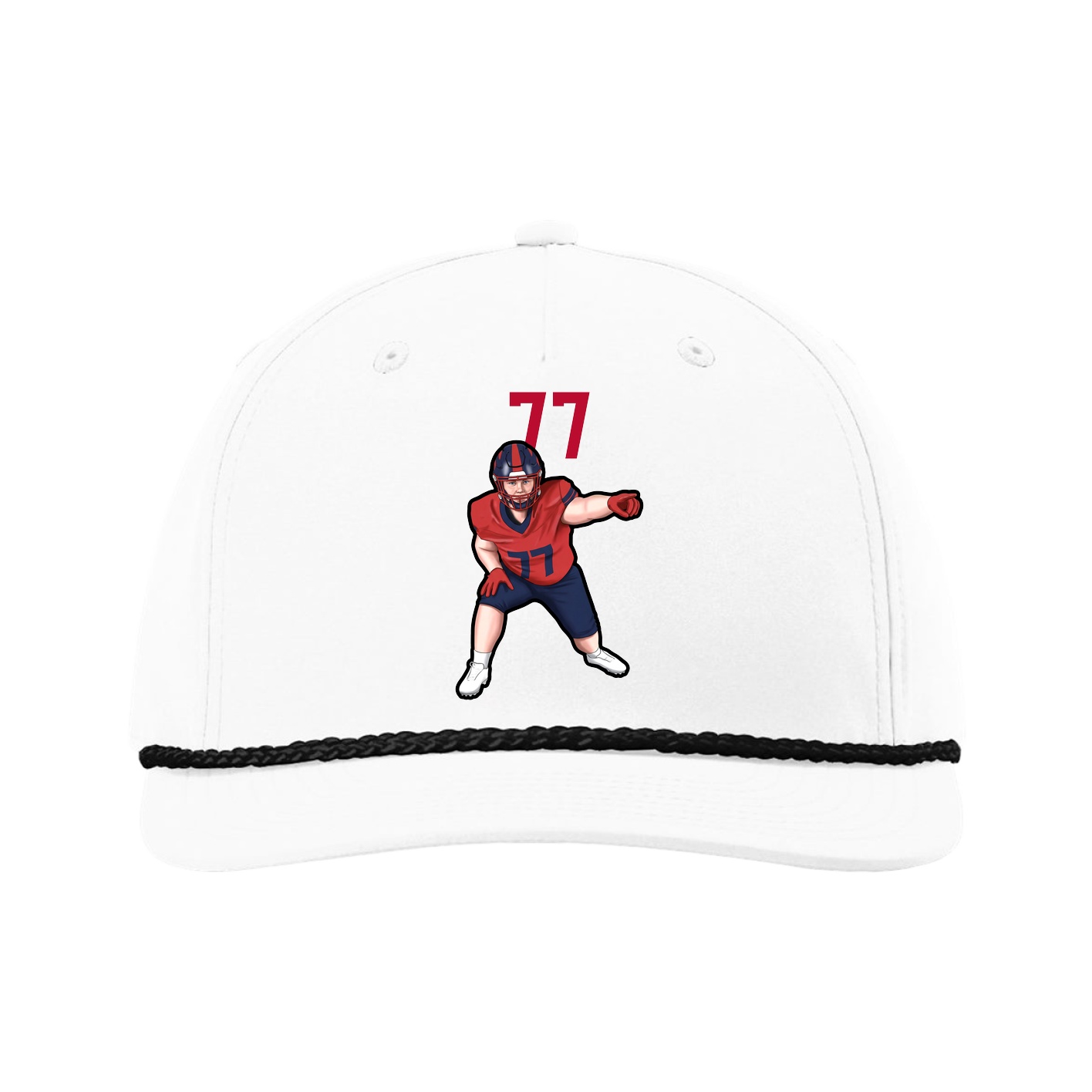 Five-Panel Classic Rope Cap — Number Top in White