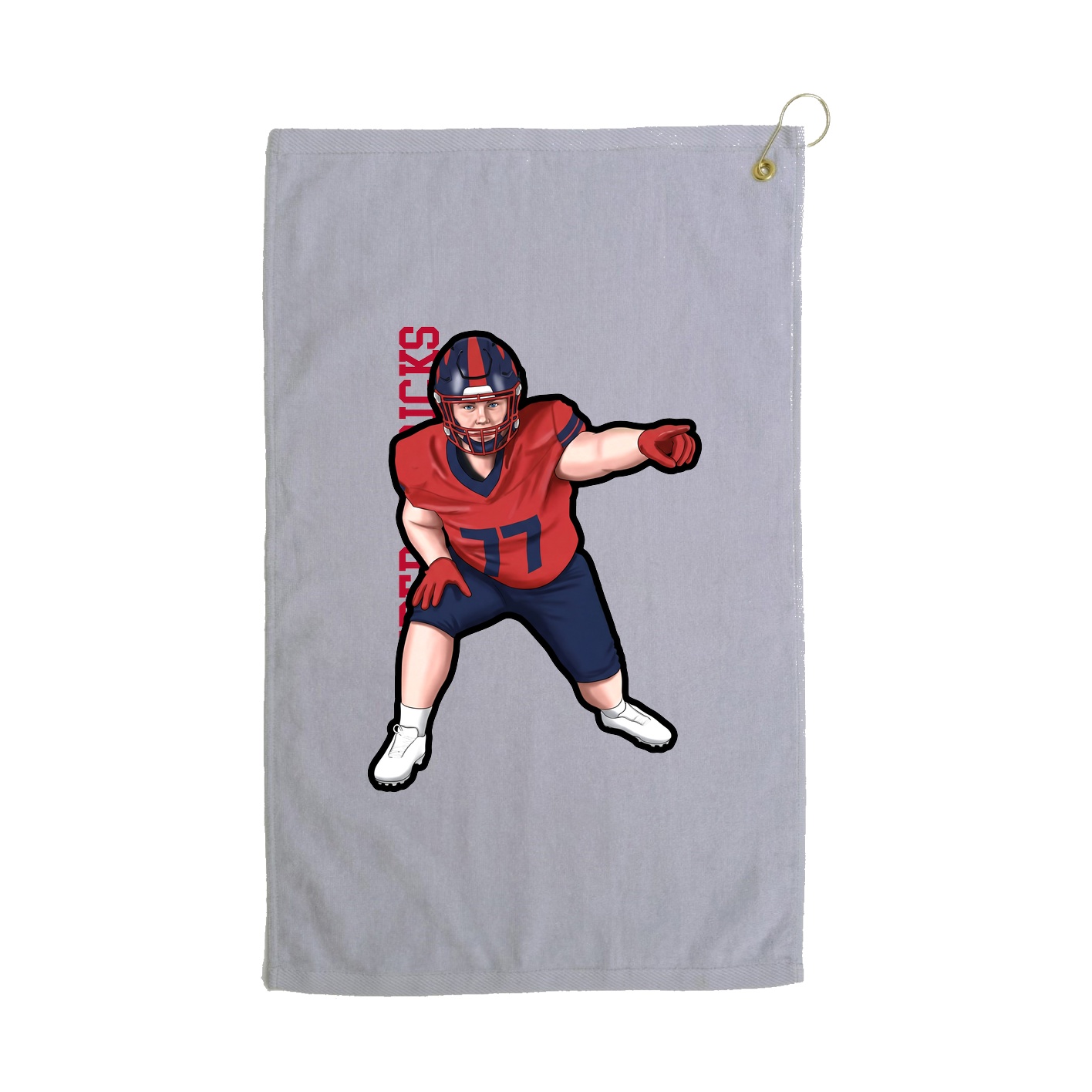 Golf Towel — Name Vertical in Grey