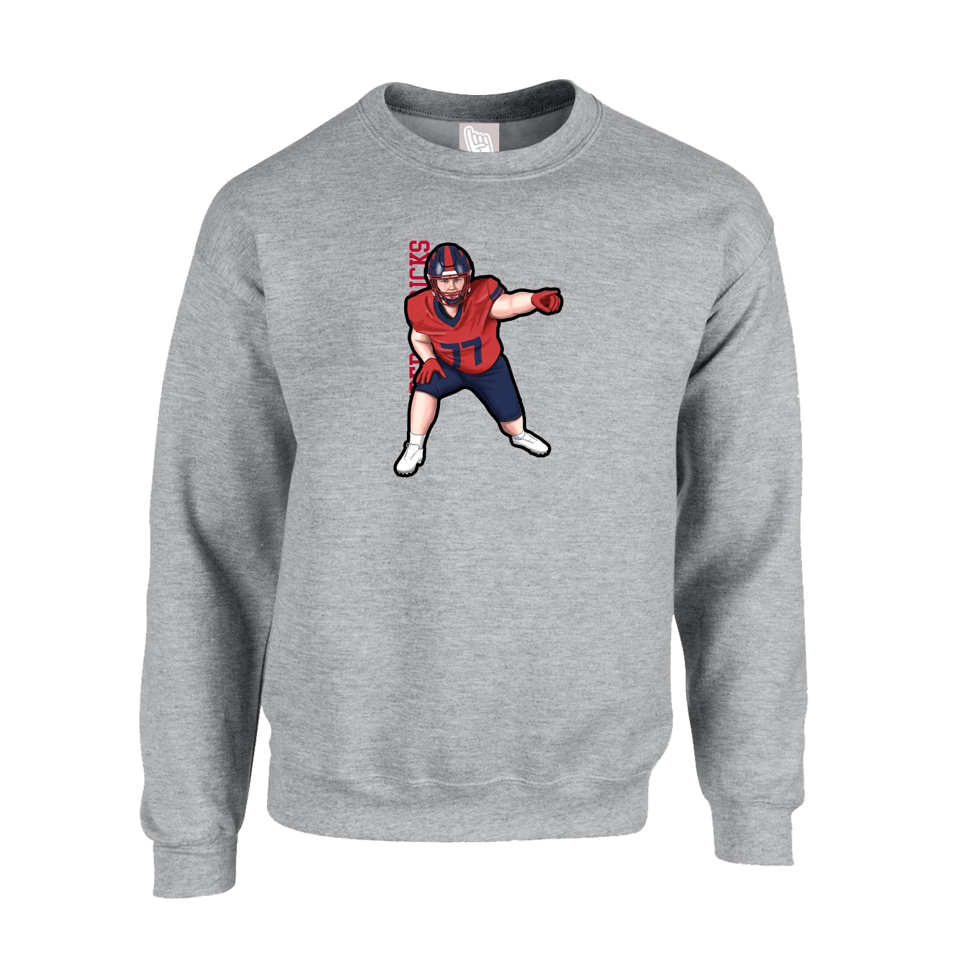 Fleece Crew — Name Vertical in Grey