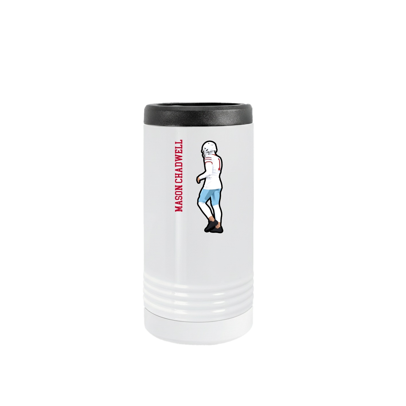 Slim Beverage Holder — Name Vertical in White