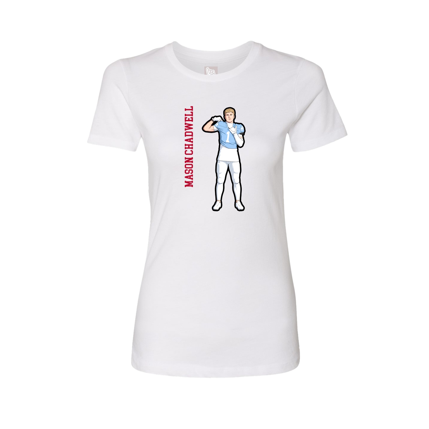 Fitted Women's Tee — Name Vertical in White