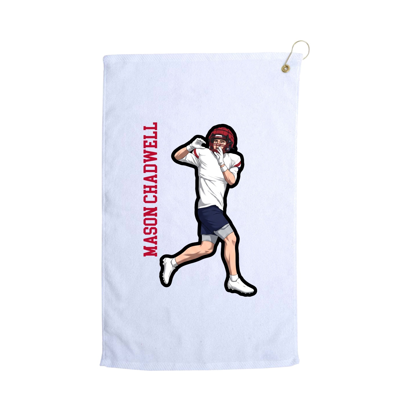 Golf Towel — Name Vertical in White