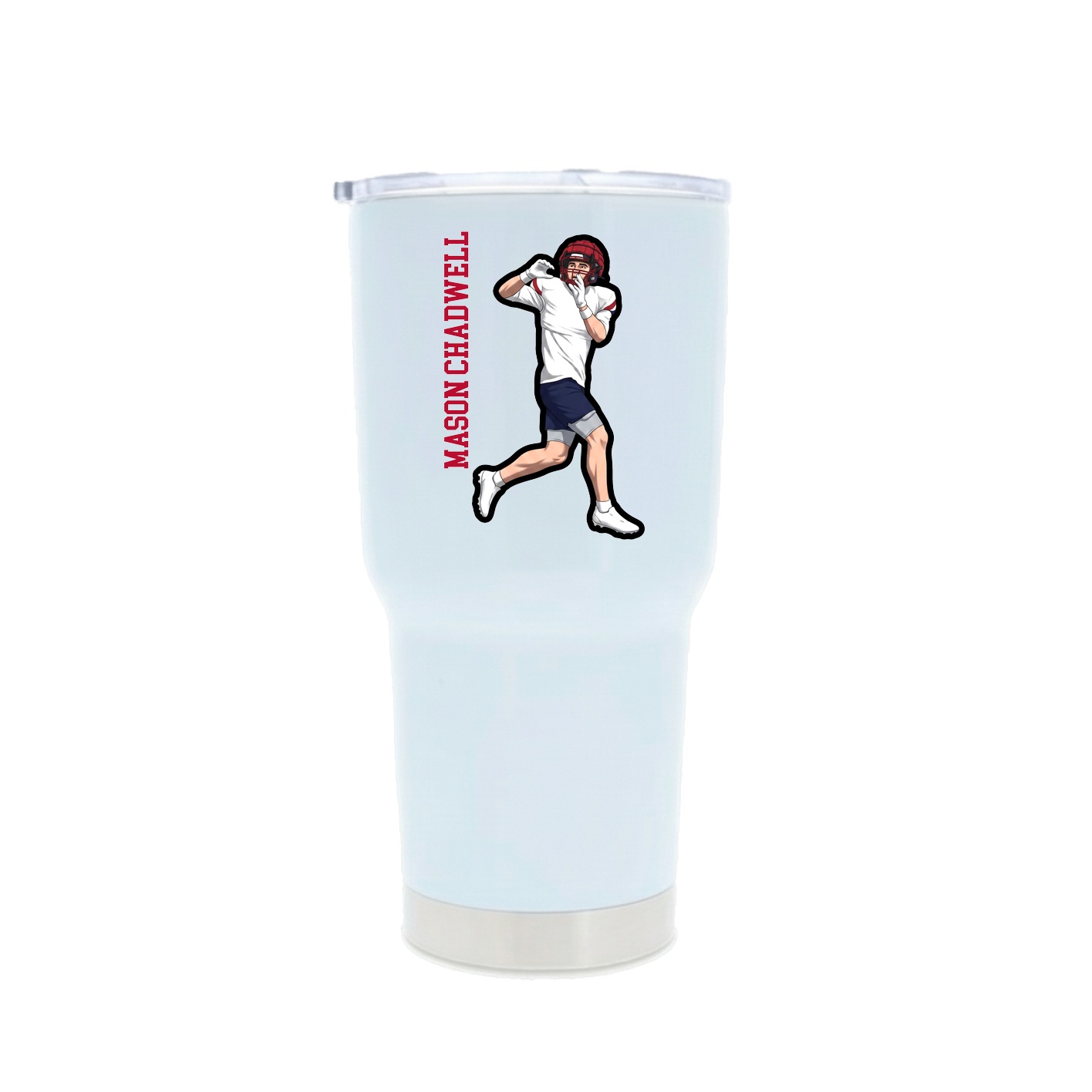 30oz Stainless Steel Tumbler — Name Vertical in White