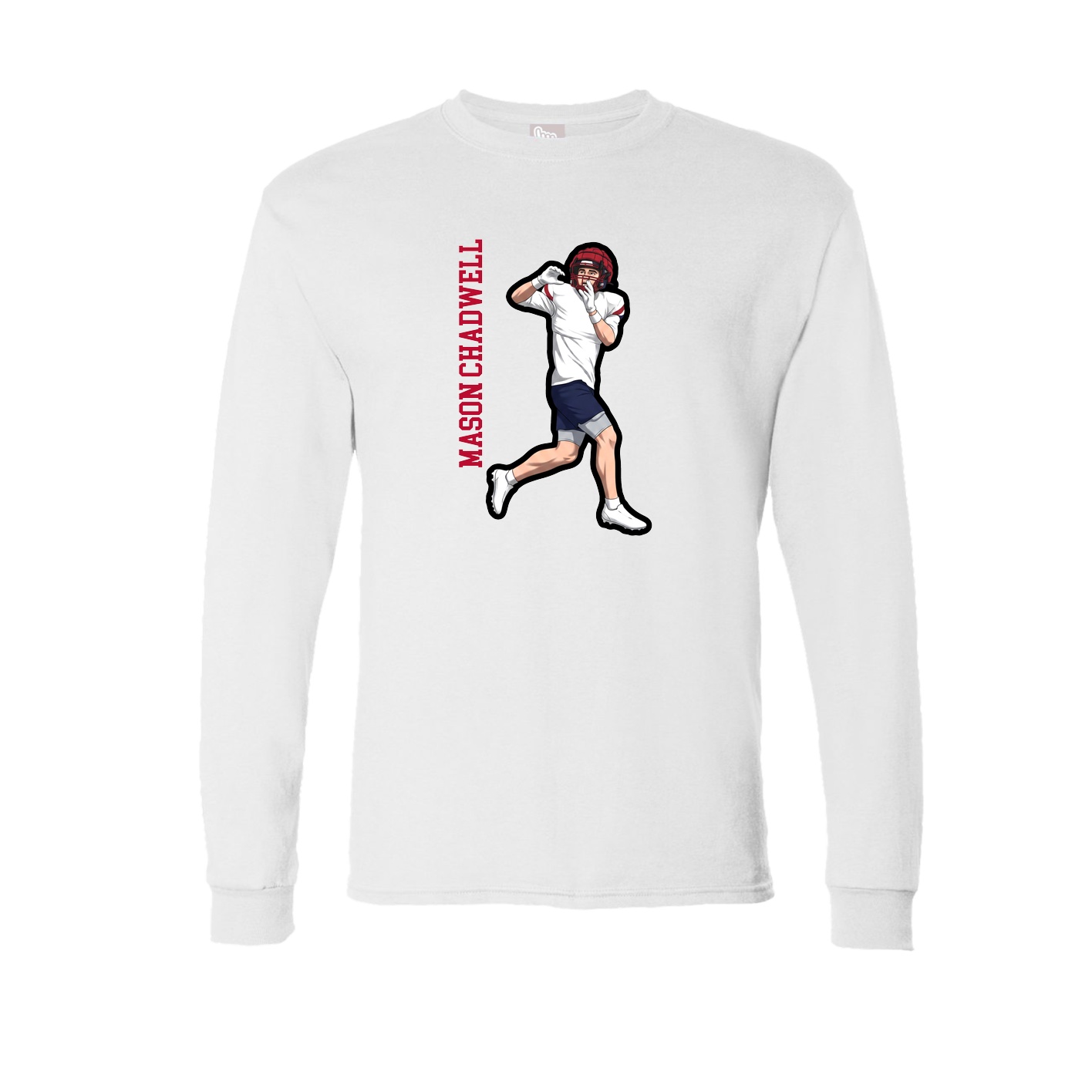Long Sleeve Tee — Name Vertical in White