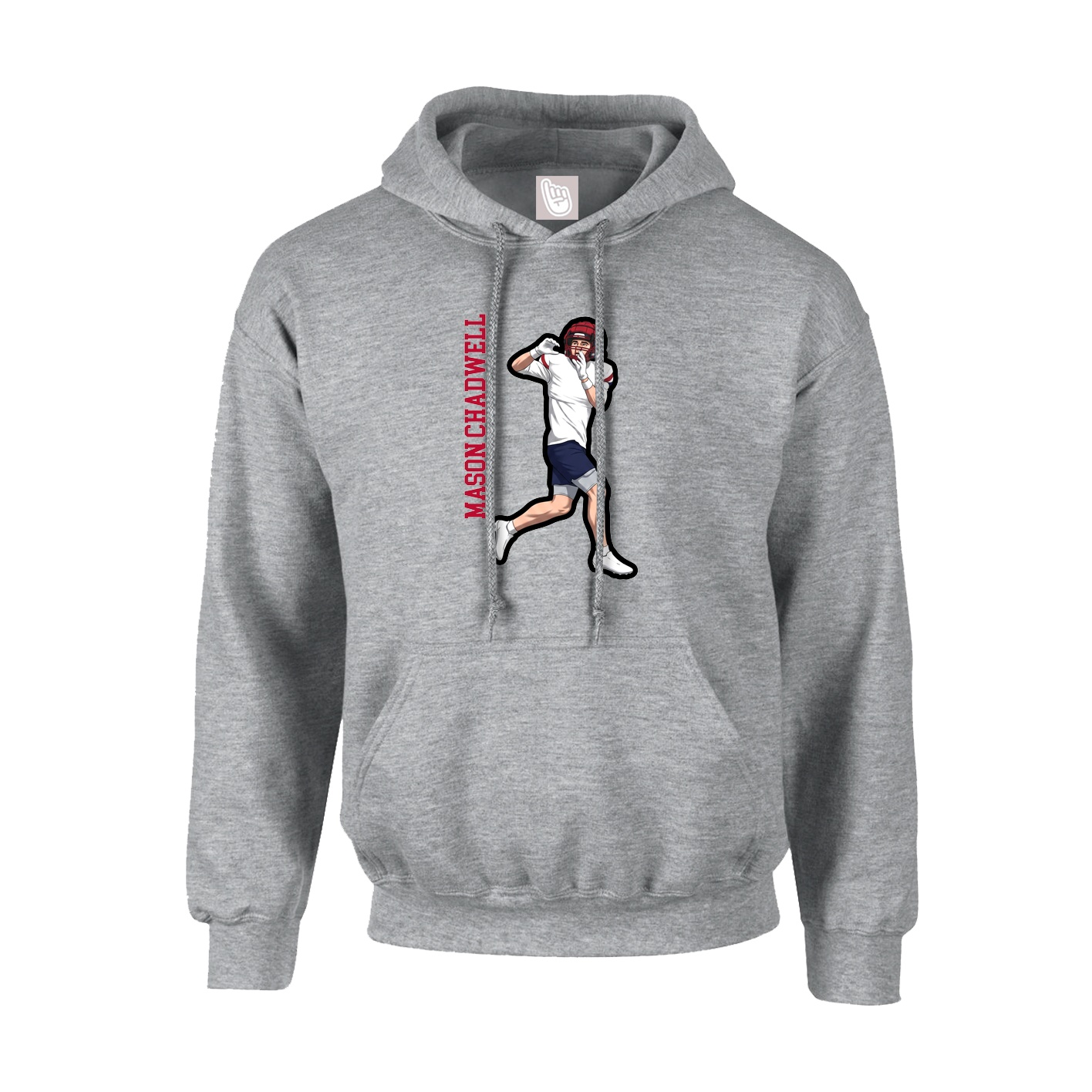 Youth Hoodie — Name Vertical in Grey