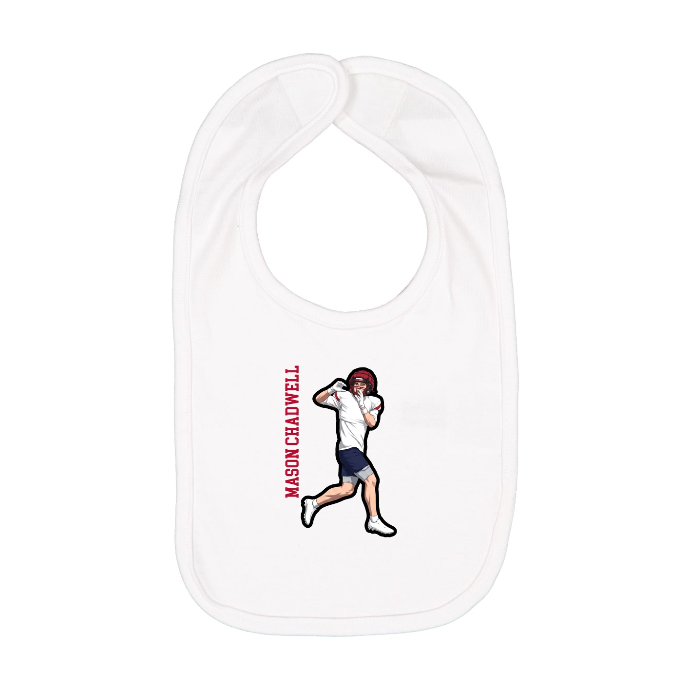 Infant Bib — Name Vertical in White