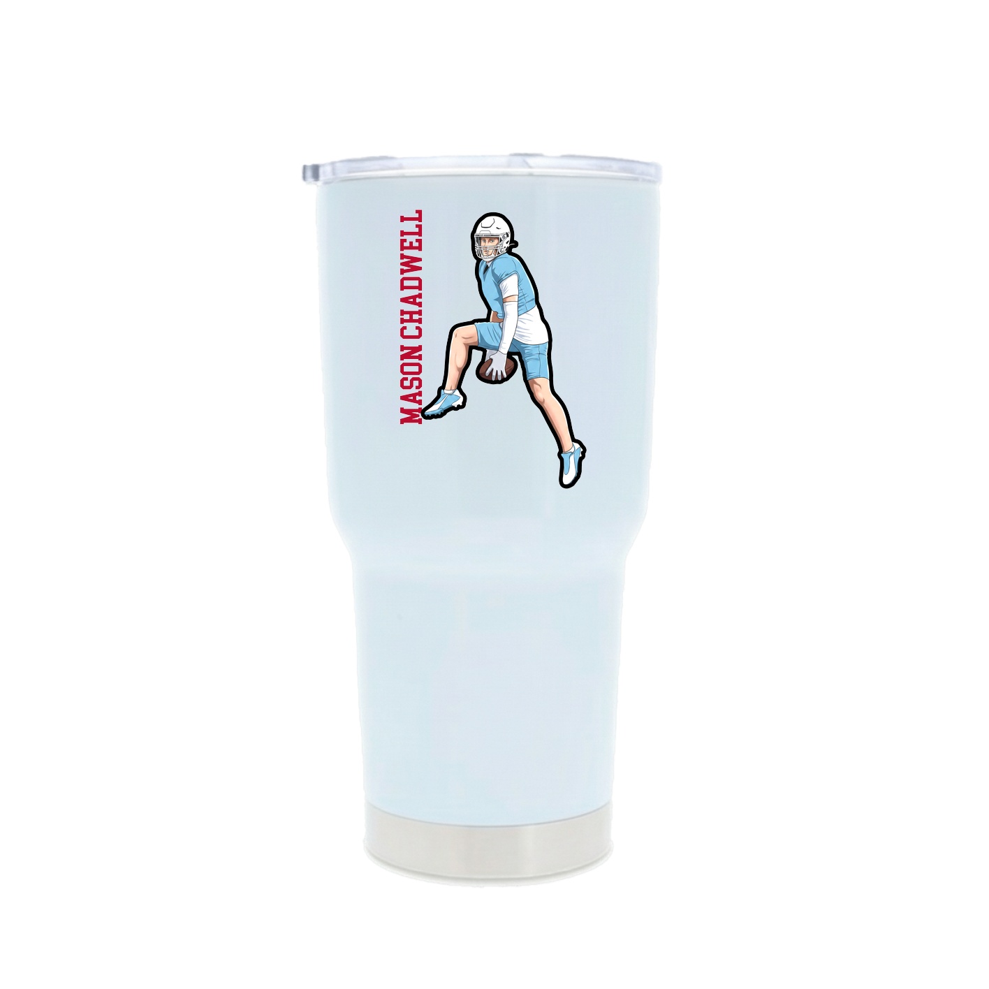 30oz Stainless Steel Tumbler — Name Vertical in White