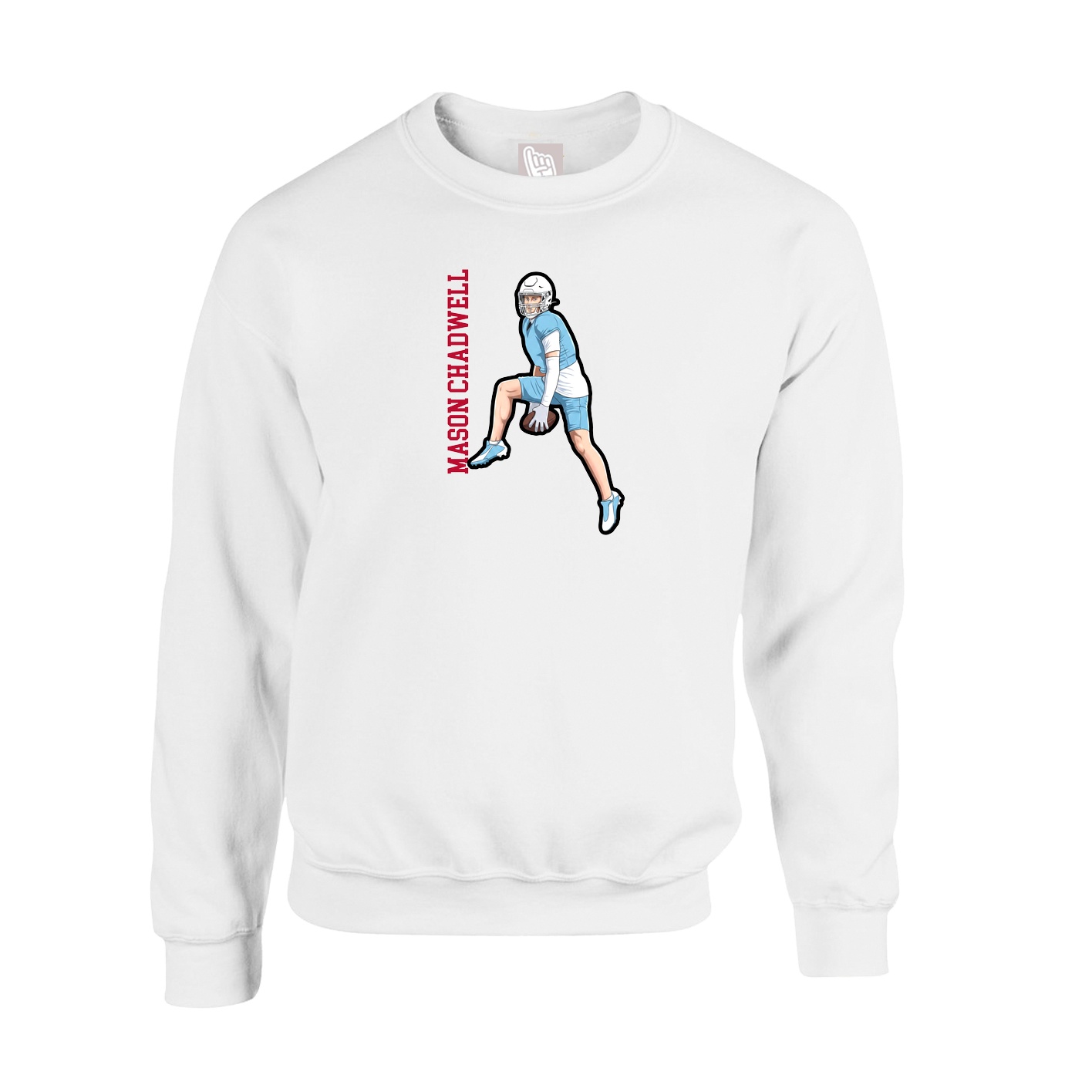 Fleece Crew — Name Vertical in White