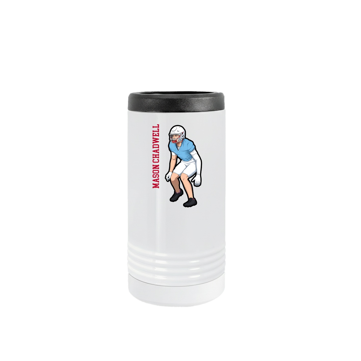 Slim Beverage Holder — Name Vertical in White