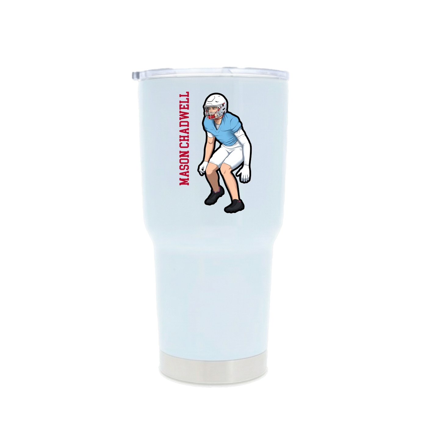 30oz Stainless Steel Tumbler — Name Vertical in White