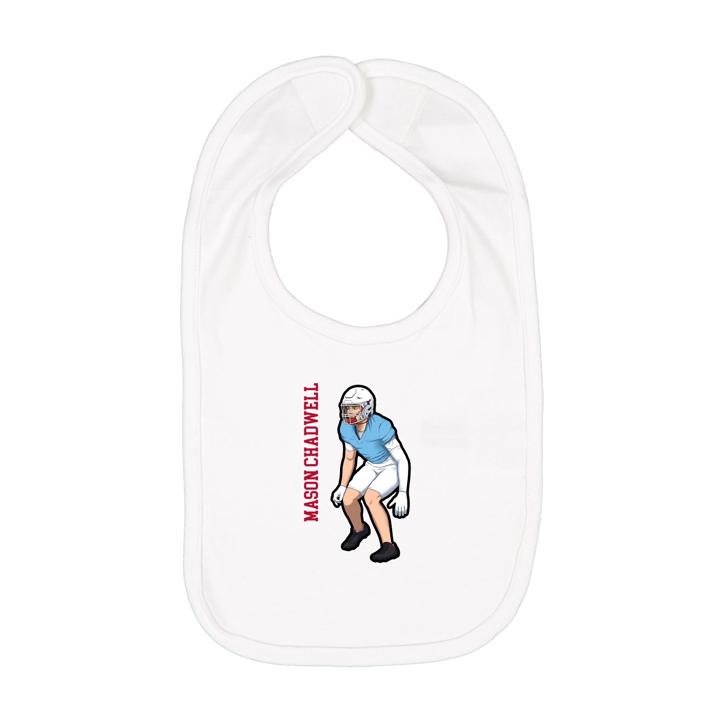 Infant Bib — Name Vertical in White