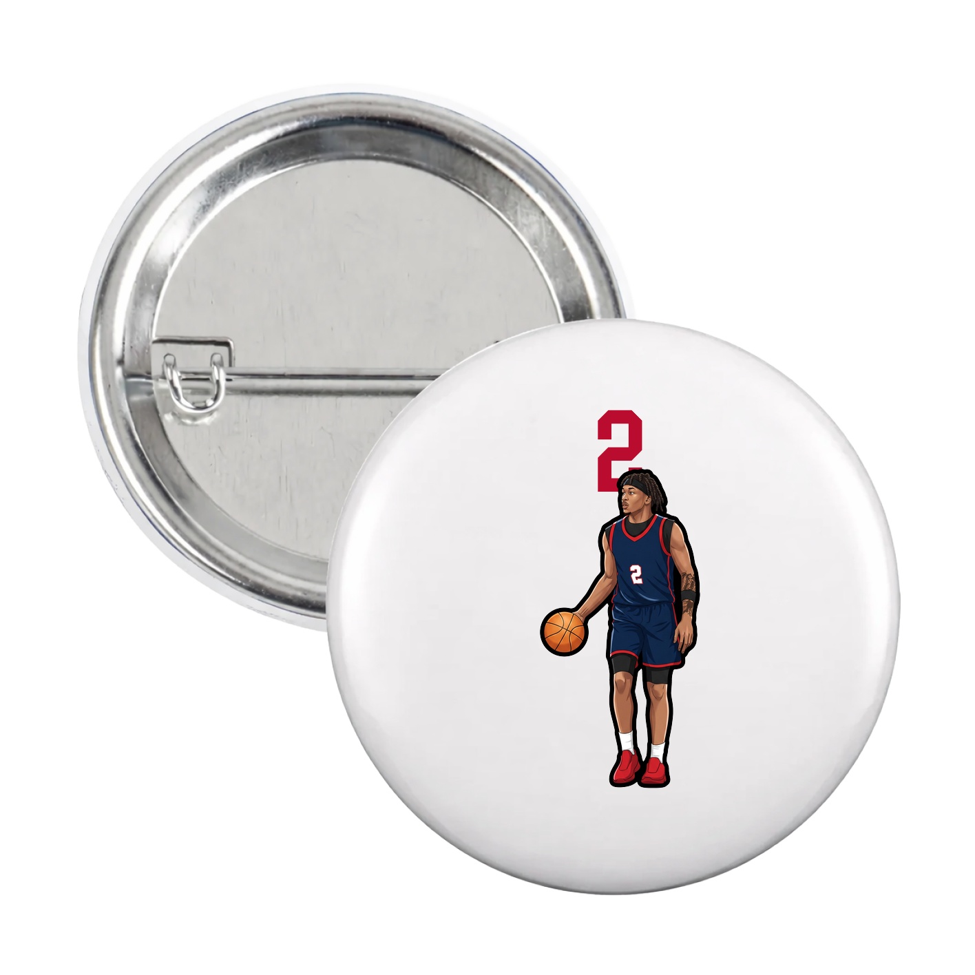 Game Day Button — Number Top in White