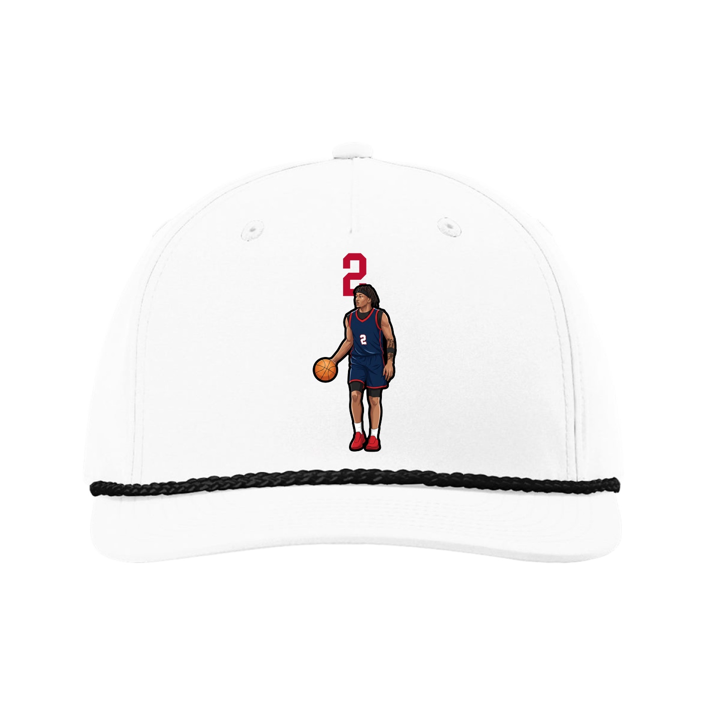Five-Panel Classic Rope Cap — Number Top in White
